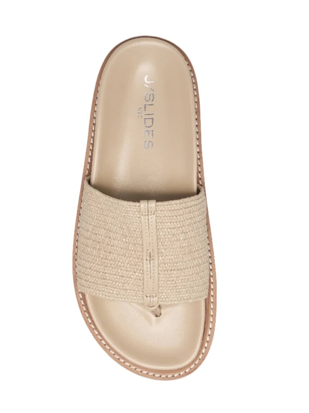 J/SLIDES NYC- Raffia Slide Sandals in “Natural”